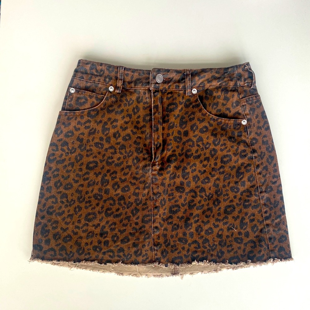 Cotton Candy LA | Cheetah Denim Mini Skirt